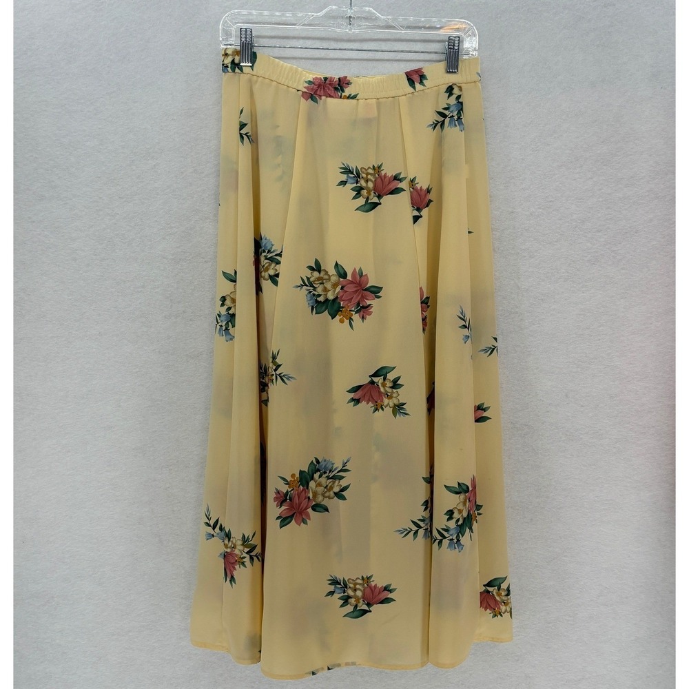 Rafaella Yellow Floral Button Skirt Cottagecore Vintage Romantic Midi size 8 - Picture 2 of 12